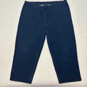 J.Jill Pure Jill Indigo Knit Pull On Dark Wash Crop Blue Denim Jeans Size L